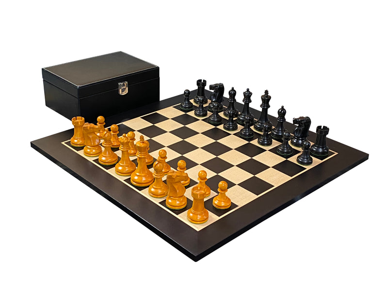 Fischer Antique Chess Pieces, 20" Anegre Chessboard & Vinyl Box - Official Staunton™ 