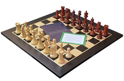 Tristan Imperial Redwood Chess Pieces, 20" Anegre Chessboard & Vinyl Box - Official Staunton™ 