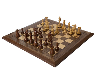 Stallion Acacia Wide Border Walnut Chess Set & Box - Official Staunton™ 