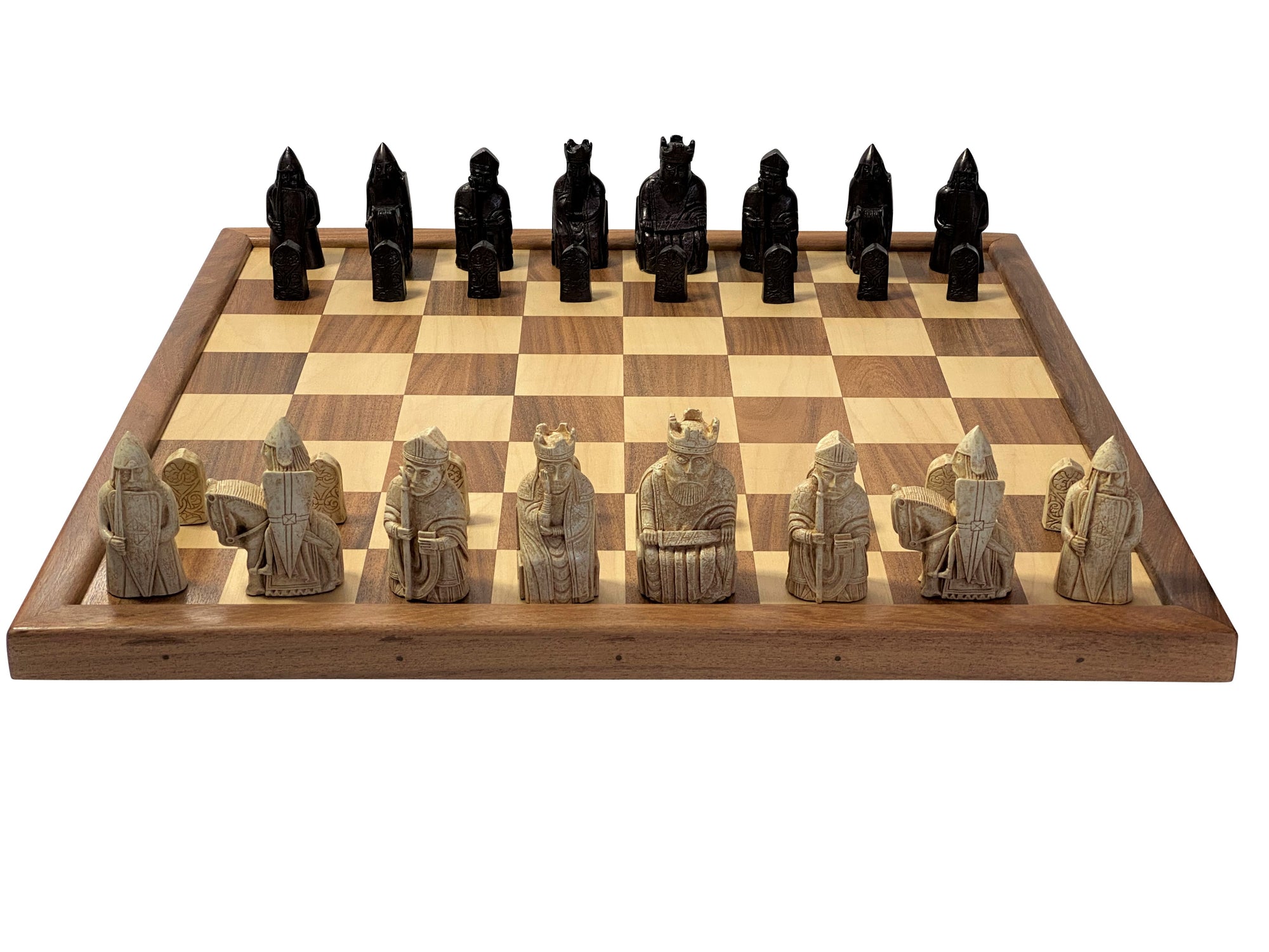 Isle of Lewis Large Chess Pieces 22" Solid framed Wood Chess Board - Official Staunton™ 