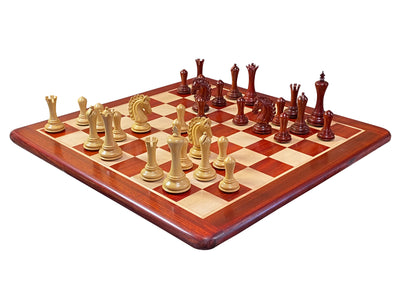 Emperor Redwood Chess Pieces & 23” Redwood Chess Board - Official Staunton™ 