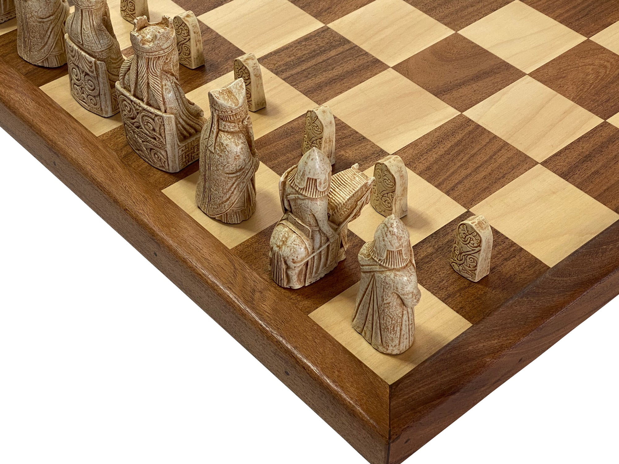 Isle of Lewis Large Chess Pieces 22" Solid framed Wood Chess Board - Official Staunton™ 