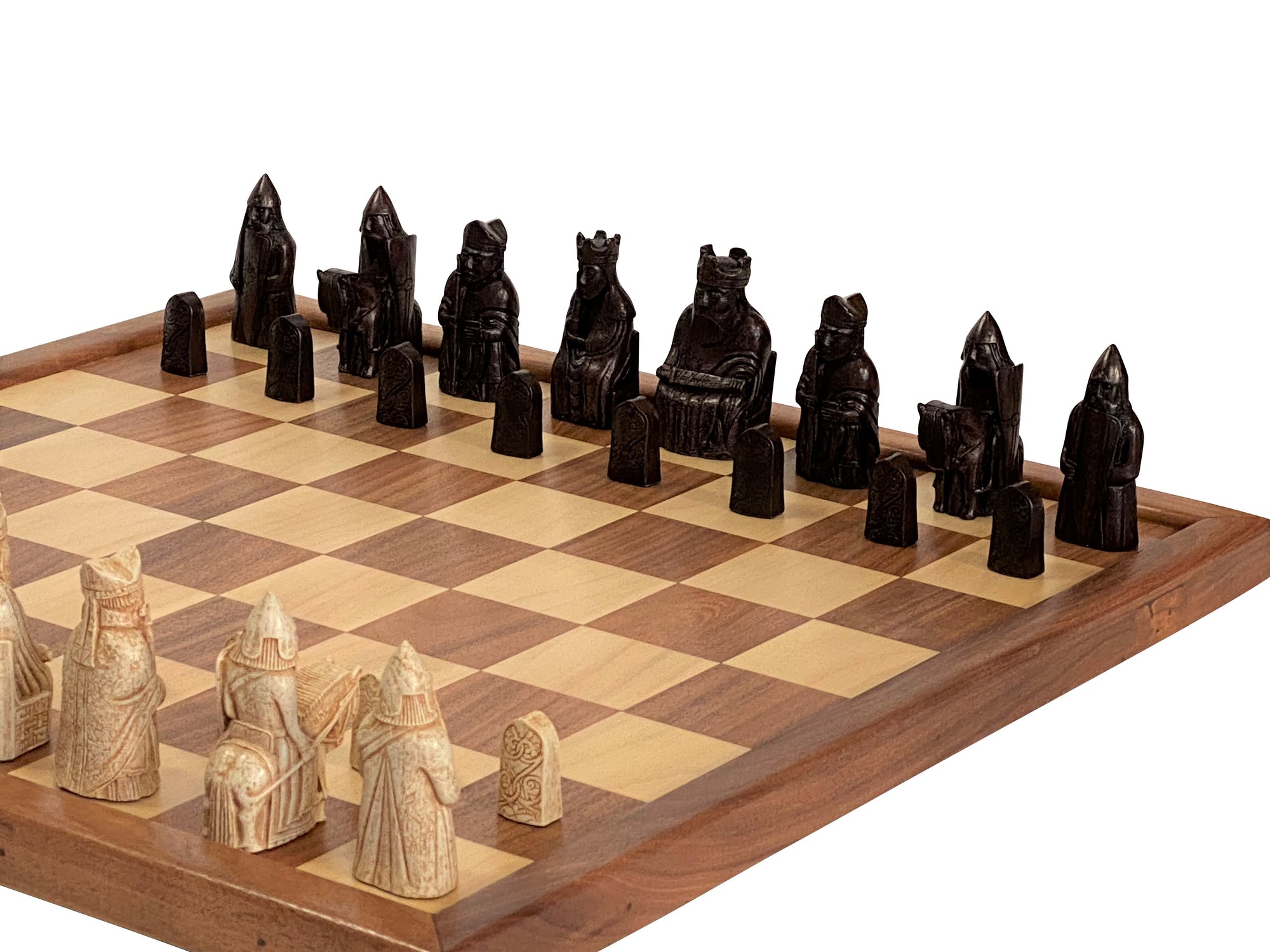 Isle of Lewis Large Chess Pieces 22" Solid framed Wood Chess Board - Official Staunton™ 