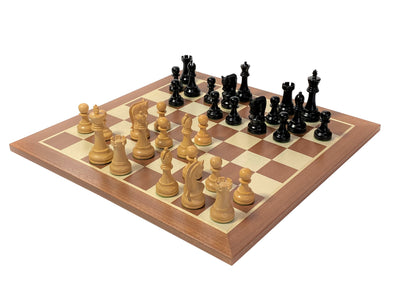 Leningrad Black Chess Pieces, Mahogany Chess Board & Box - Official Staunton™ 