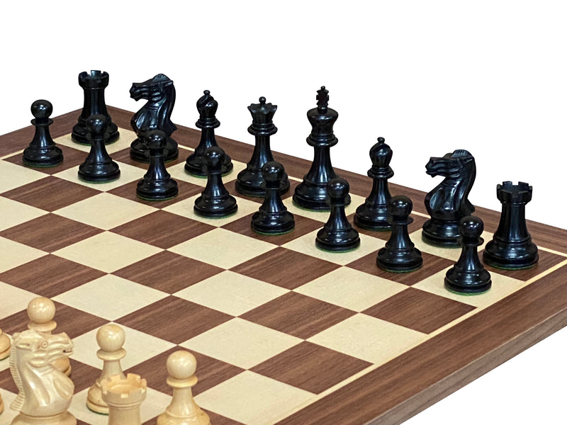 Elite Players Ebonised Chess Pieces, 19" Walnut Chessboard & Box - Official Staunton™ 