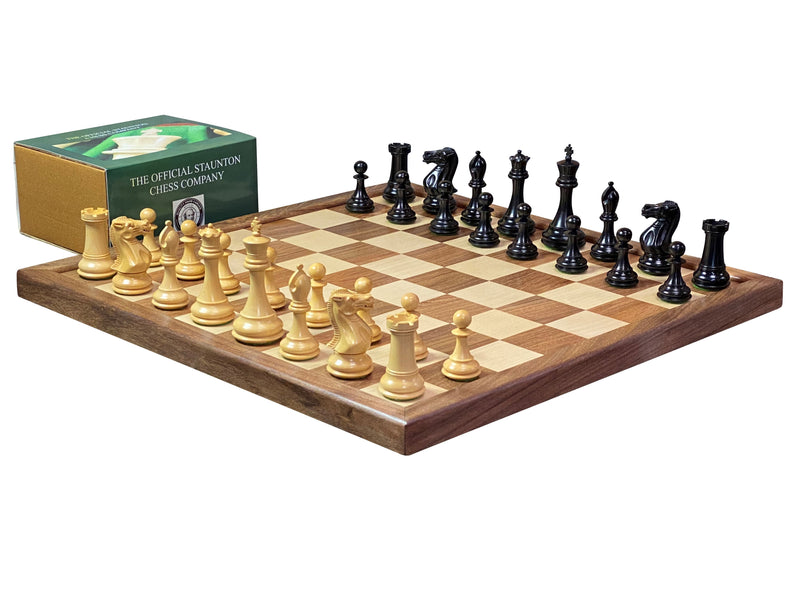 Staunton Collectors Black with Solid Frame Chess Board & Vinyl Box - Official Staunton™ 