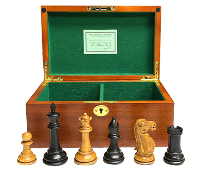 Antique Distressed Old English Staunton Chess Pieces & Mahogany Box - Official Staunton™ 