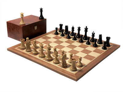 Tristan Imperial Ebony and Mahogany Chess Set & Burl Box - Official Staunton™ 