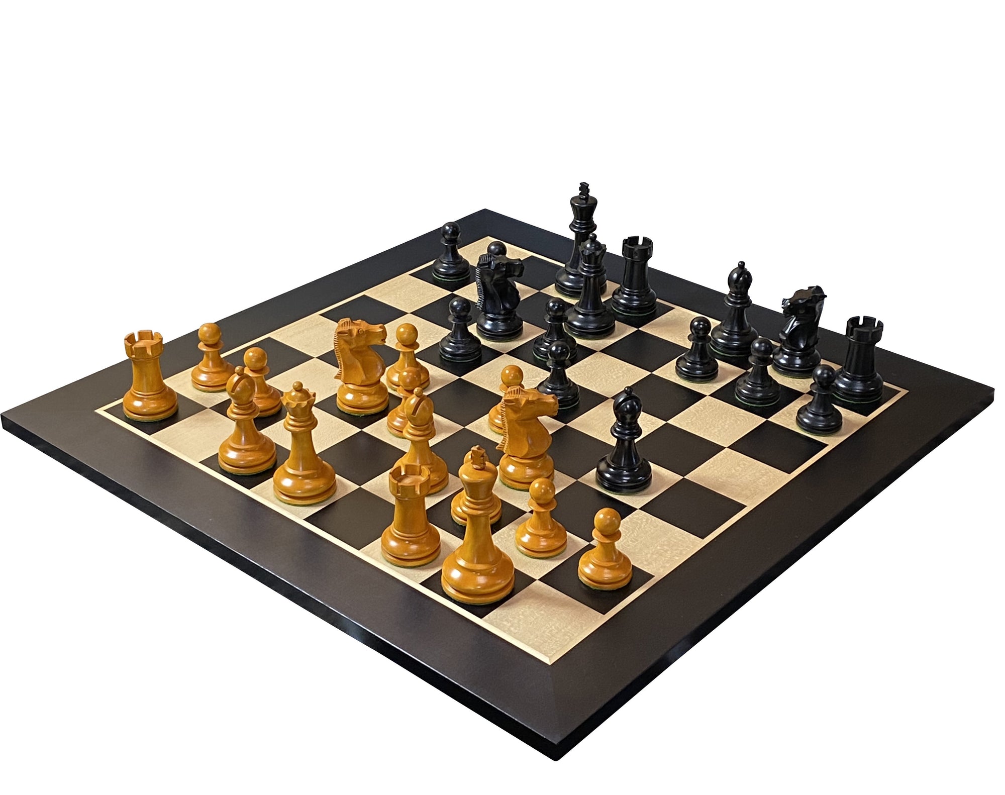 Fischer Antique Chess Pieces, 20" Anegre Chessboard & Vinyl Box - Official Staunton™ 