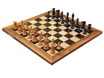 4 Inch Staunton Antique Collector 23" Ebony Acacia Chessboard & Mahogany Box - Official Staunton™ 