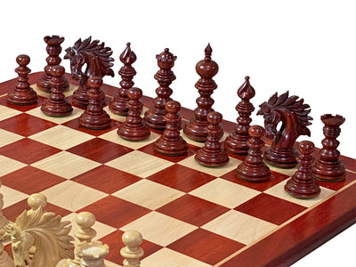 St Petersburg Luxury Redwood Chess Pieces and 23"Redwood Chessboard - Official Staunton™ 