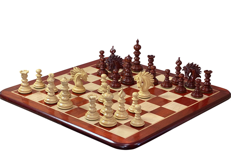 St Petersburg Luxury Redwood Chess Pieces and 23"Redwood Chessboard - Official Staunton™ 