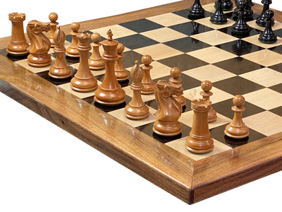 4 Inch Staunton Antique Collector 23" Ebony Acacia Chessboard & Mahogany Box - Official Staunton™ 