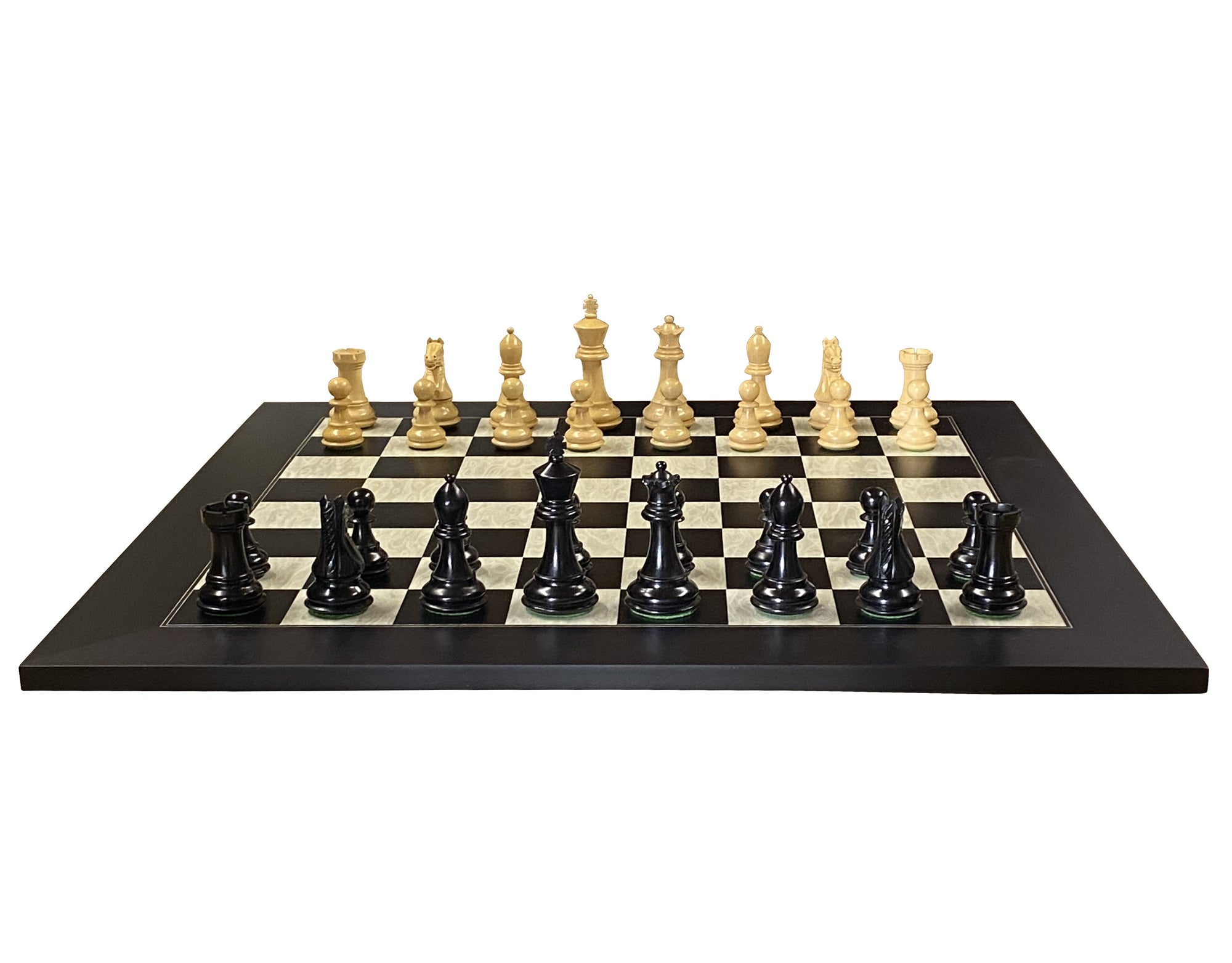 Queens Gambit Anegre Birdseye Deluxe Chess Set & Vinyl Box - Official Staunton™ 