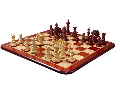 St Petersburg Luxury Redwood Chess Pieces and 23"Redwood Chessboard - Official Staunton™ 