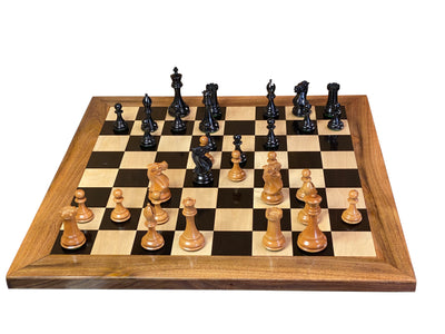 4 Inch Staunton Antique Collector 23" Ebony Acacia Chessboard & Mahogany Box - Official Staunton™ 