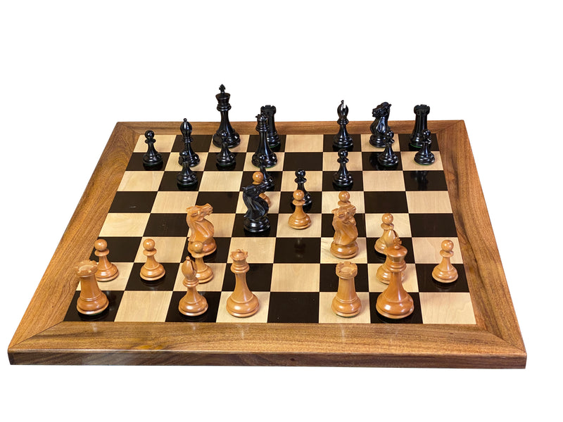 Staunton Antique Collector 23" Ebony Acacia Chessboard & Mahogany Box - Official Staunton™ 