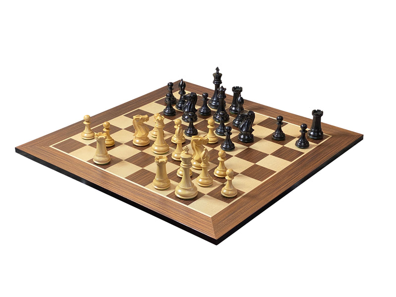 4" Ebonised Collector Chess Pieces 21"Wenge Chess Board & Mahogany Box - Official Staunton™ 