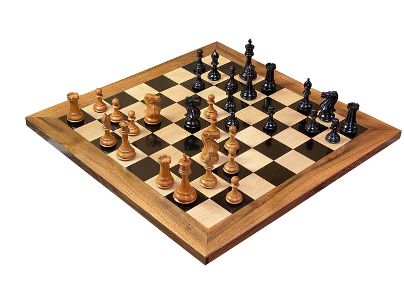 4 Inch Staunton Antique Collector 23" Ebony Acacia Chessboard & Mahogany Box - Official Staunton™ 