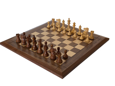 Stallion Acacia Wide Border Walnut Chess Set & Box - Official Staunton™ 