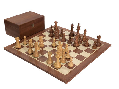 Acacia Winchester Chess Pieces, Mahogany Chessboard & Box - Official Staunton™ 