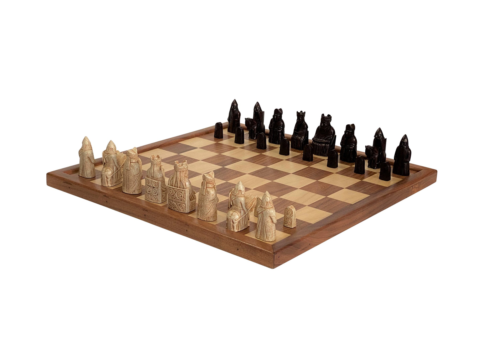 Isle of Lewis Large Chess Pieces 22" Solid framed Wood Chess Board - Official Staunton™ 