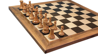 4 Inch Staunton Antique Collector 23" Ebony Acacia Chessboard & Mahogany Box - Official Staunton™ 