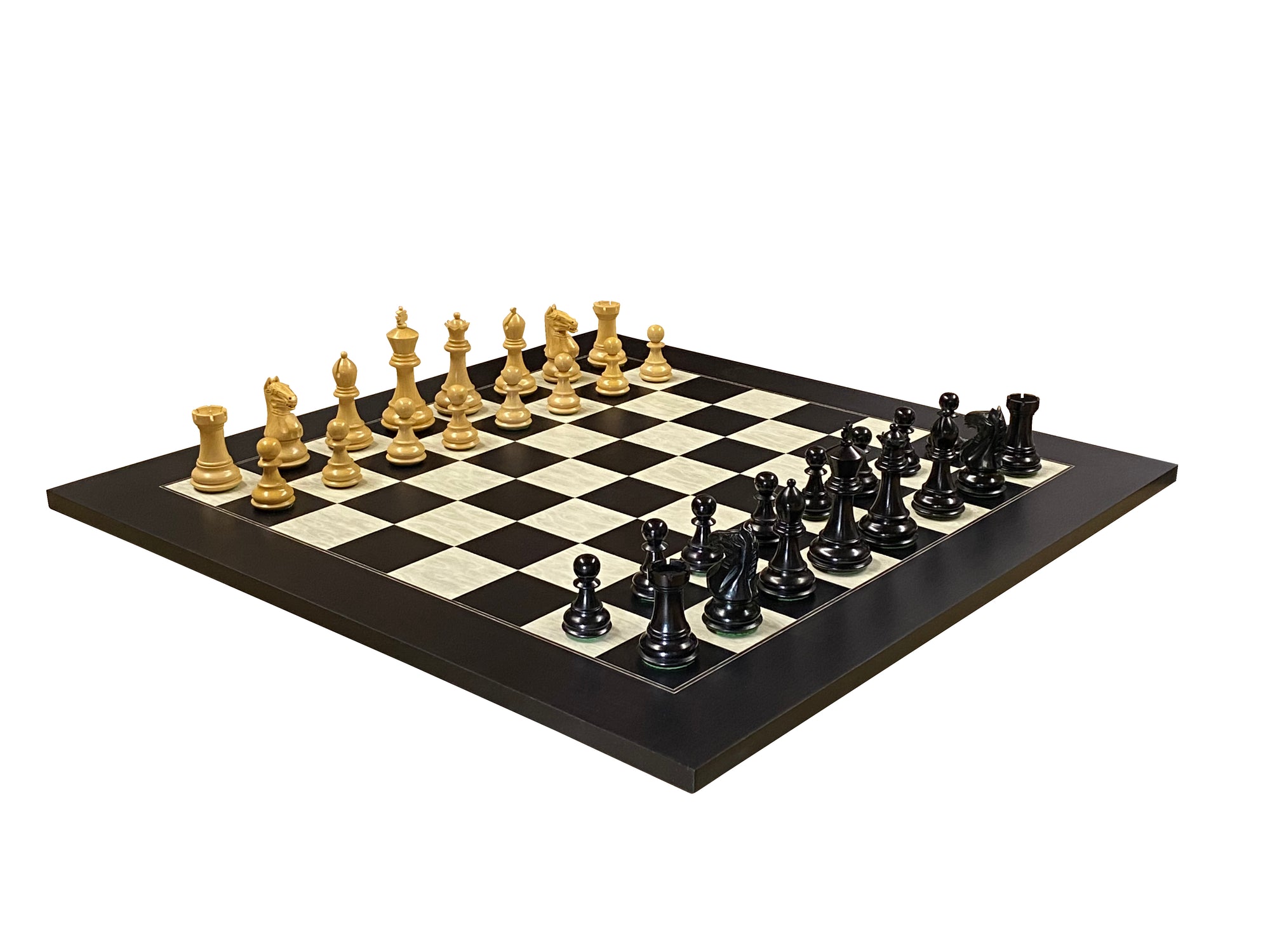 Queens Gambit Anegre Birdseye Deluxe Chess Set & Vinyl Box - Official Staunton™ 
