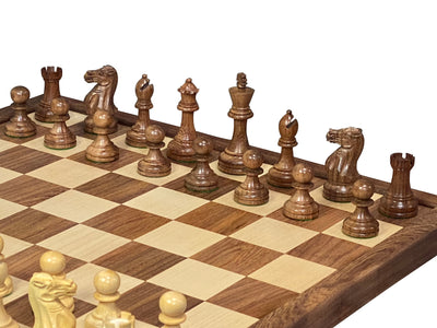 Stallion Acacia Chess Pieces 22" Framed Solid Wood Chess Board & Mahogany Box - Official Staunton™ 