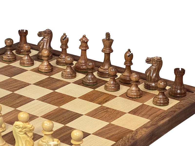Stallion Acacia Chess Pieces 22" Framed Solid Wood Chess Board & Mahogany Box - Official Staunton™ 