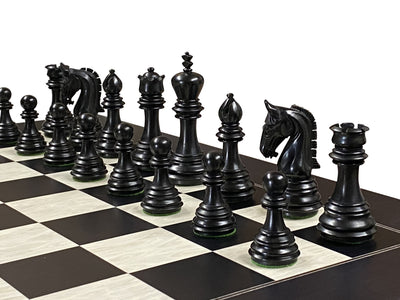 Imperial Anegre Chessmen & Birdseye Maple Deluxe Chess Board - Official Staunton™ 