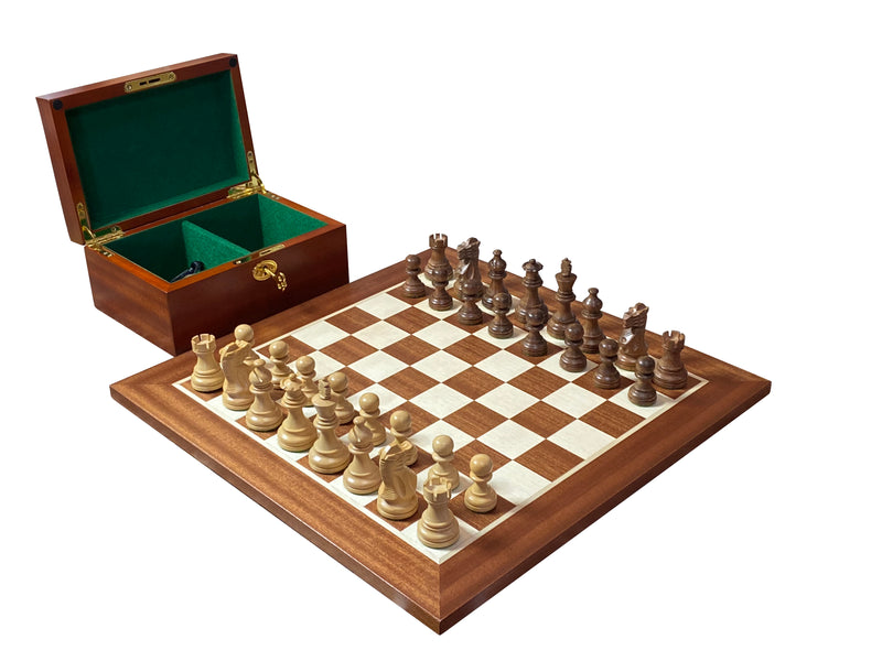 15.75" Superior Elite Acacia Mahogany Chess Set & Box - Official Staunton™ 