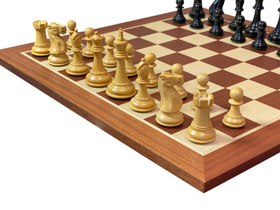 Old English Black and Mahogany Chess Set & Box - Official Staunton™ 