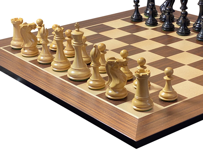4" Ebonised Collector Chess Pieces 21"Wenge Chess Board & Mahogany Box - Official Staunton™ 
