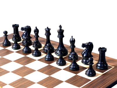 4" Ebonised Collector Chess Pieces 21"Wenge Chess Board & Mahogany Box - Official Staunton™ 
