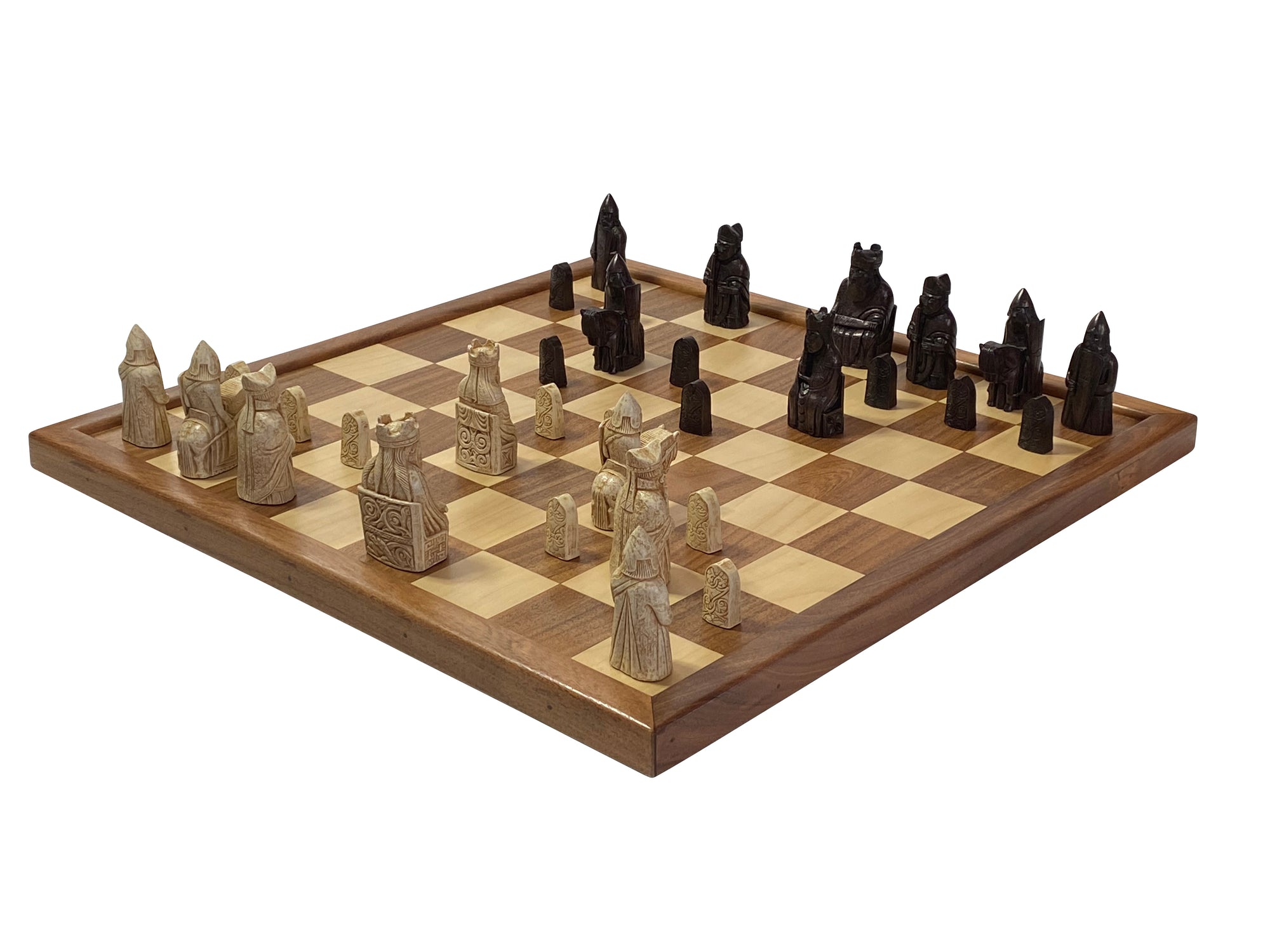 Isle of Lewis Large Chess Pieces 22" Solid framed Wood Chess Board - Official Staunton™ 