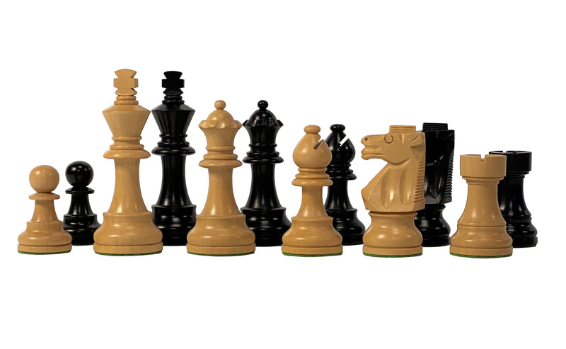 3.75" British Boxwood & Ebonised Chess Pieces & Drawstring Bag - Official Staunton™ 