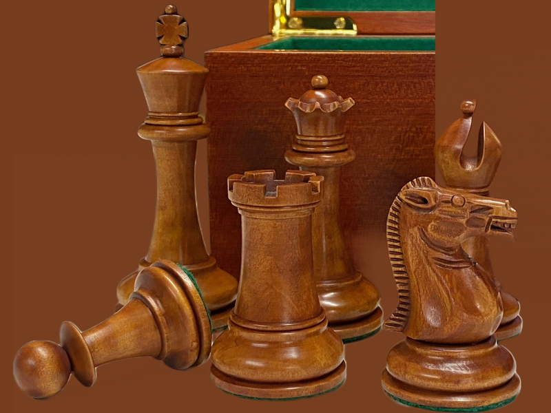 1853 Paulsen Antique Chess Pieces & Mahogany Box - Official Staunton™ 