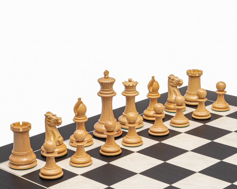 1849 Staunton Original Ebony Chess Pieces, Birdseye Anegre Chess Board - Official Staunton™ 