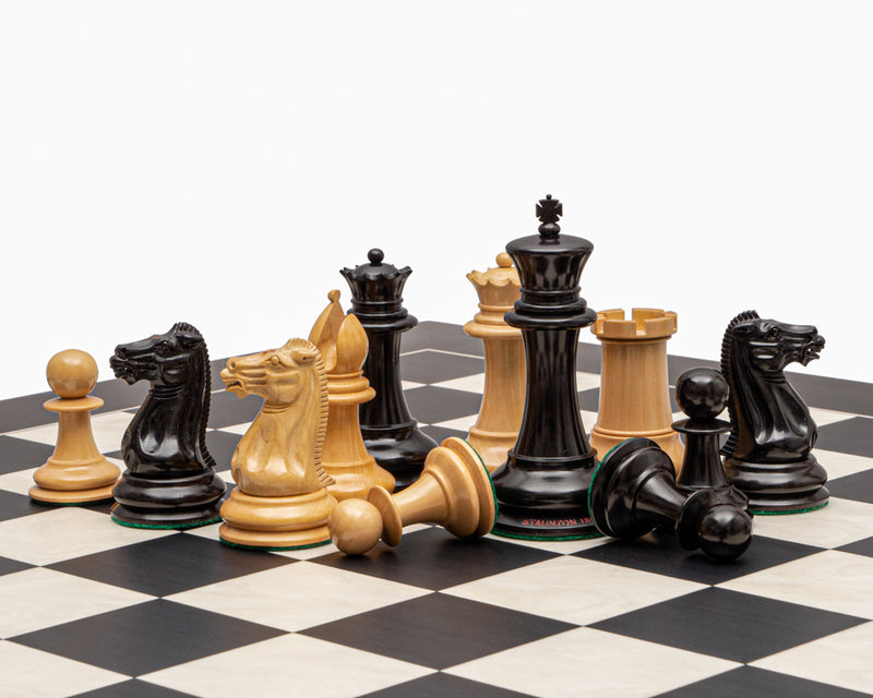 1849 Staunton Original Ebony Chess Pieces, Birdseye Anegre Chess Board - Official Staunton™ 