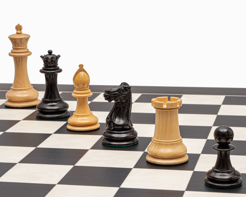 1849 Staunton Original Ebony Chess Pieces, Birdseye Anegre Chess Board - Official Staunton™ 