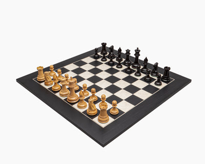 1849 Staunton Original Ebony Chess Pieces, Birdseye Anegre Chess Board - Official Staunton™ 
