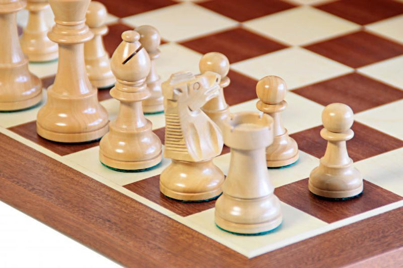 British Acacia Mahogany Chess Set & Burl Root Box - Official Staunton™ 