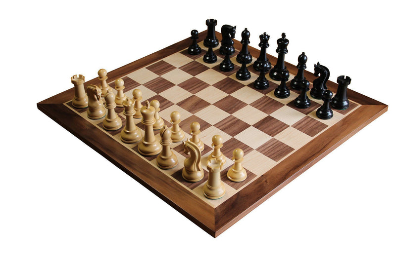 Leningrad Ebonised Chess Pieces 19" Walnut Chess Board & Vinyl Box - Official Staunton™ 