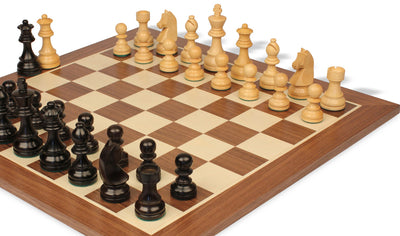 3.75" Ebonised Classic Chess Pieces, 19" Mahogany Chessboard - Official Staunton™ 
