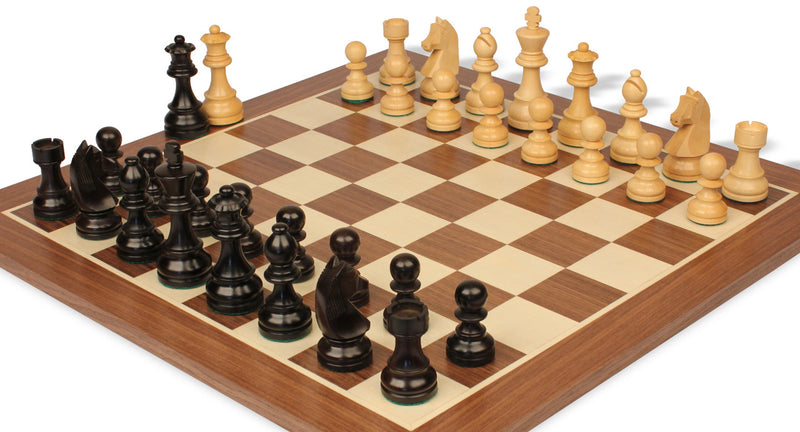 3.75" Ebonised Classic Chess Pieces, 19" Mahogany Chessboard - Official Staunton™ 