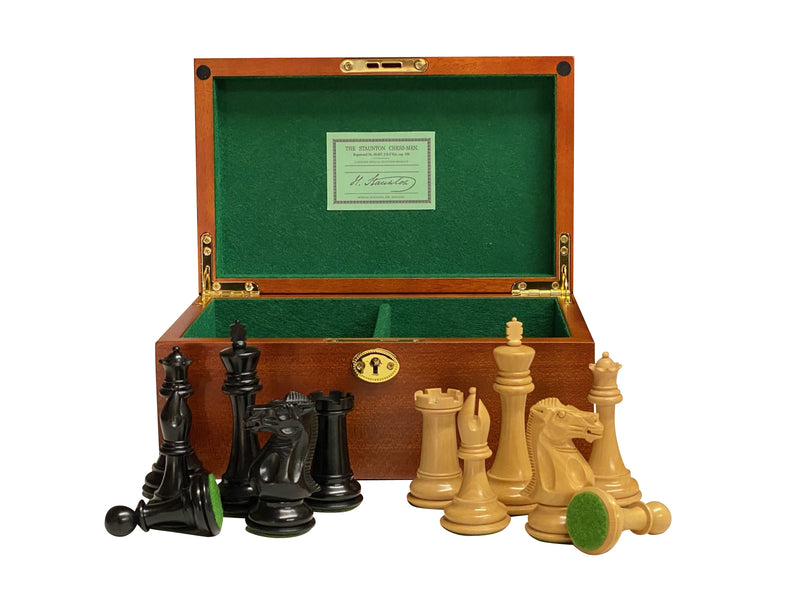 1915 Staunton Ebony Chess Pieces & Mahogany Chess Box - Official Staunton™ 