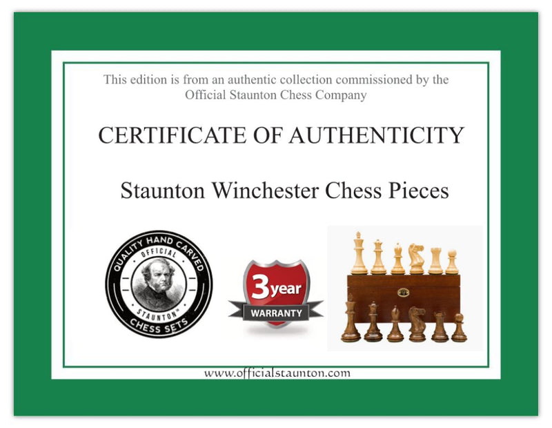 Staunton Winchester 4 Inch Acacia & Boxwood Chessmen - Official Staunton™ 